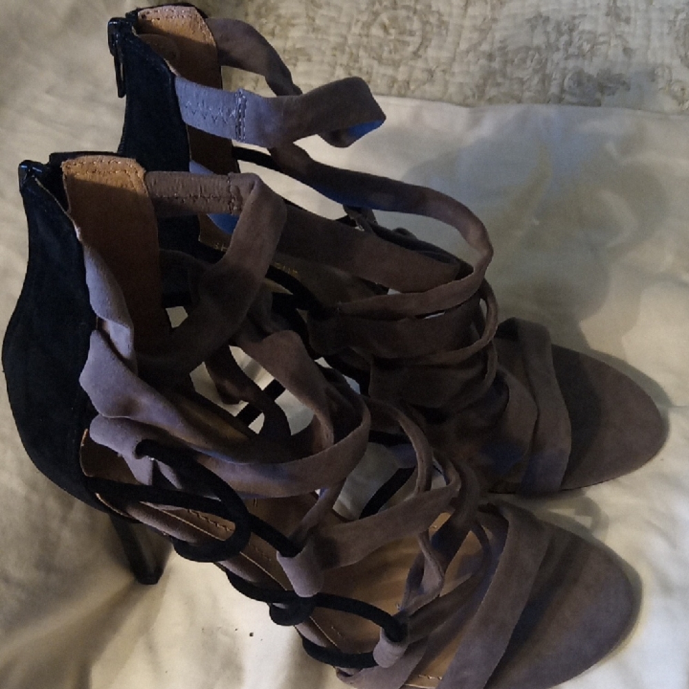 Shoe Republic LA Brown and Black Gladiator Heels